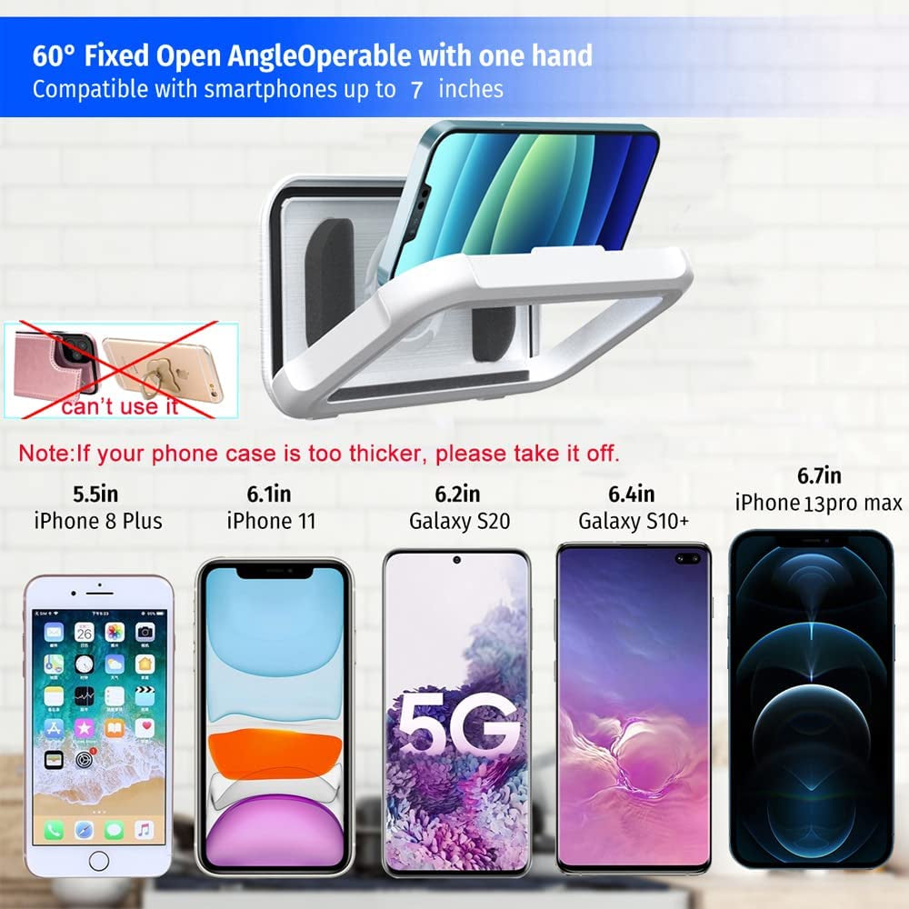 Upgraded 480° Rotating Shower Phone Holder Waterproof Case with Touch Screen,Oolyico Shower Accessories Guardian Buddy Holder Wall Mount Shelf in Bathroom Bathtub for 4" - 7" Cell Phone