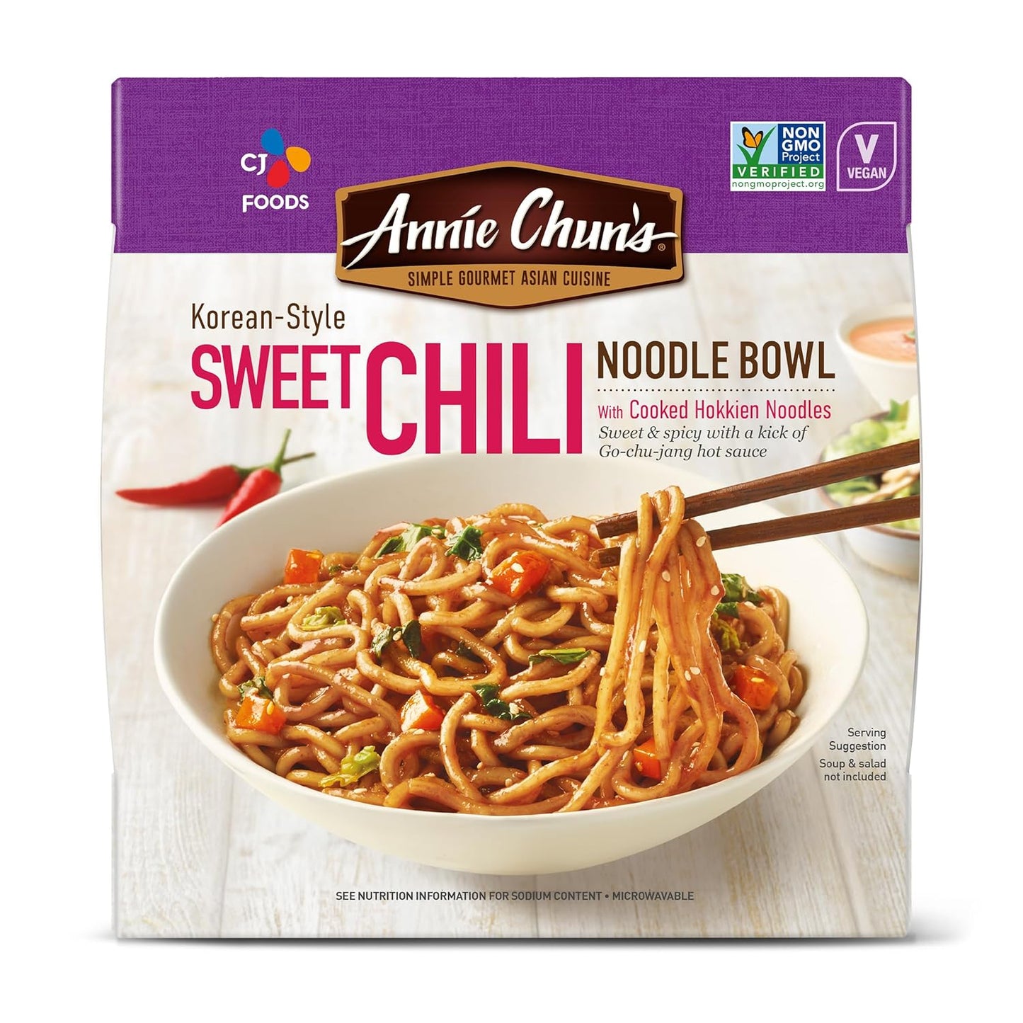 Sweet Chili Noodle Bowl, Korean Style, Vegan, 48 Oz, 6 Count