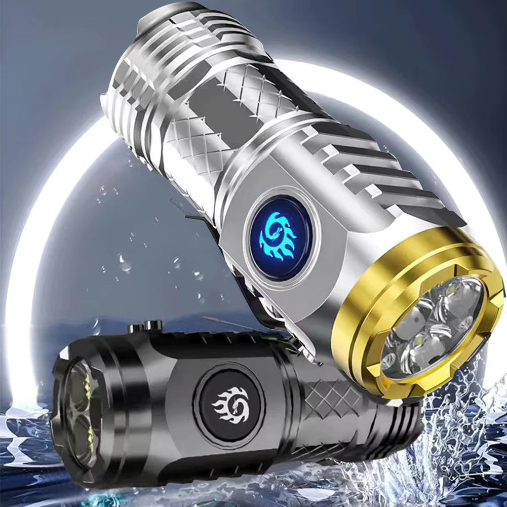 Type-C Rechargeable Waterproof Flashlight Adjustable Brightness Flash Light Super Bright Flashlight Powerful Handheld Flashlight