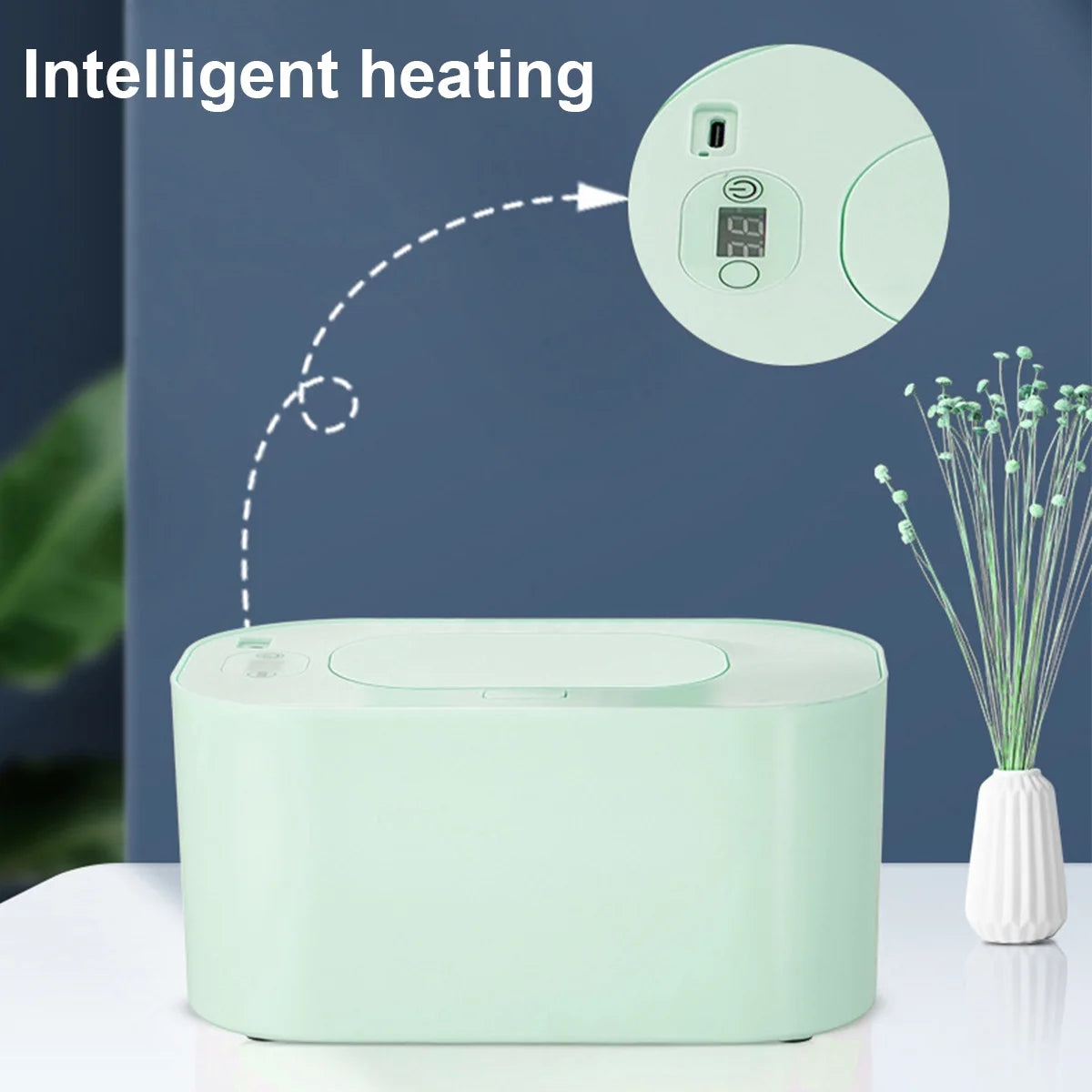 Baby Wipe Warmer Baby Wipe Heater Large Capacity Smart Wet Wipes Warmer,Adjustable Temperature,Green