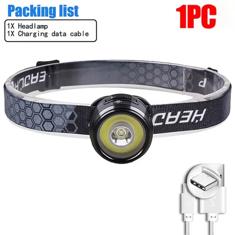 Multifunction Portable LED Headlamp USB C Rechargeable Head Flashlight with Strong Magnet Cap Clip Camping Fishing Headlight