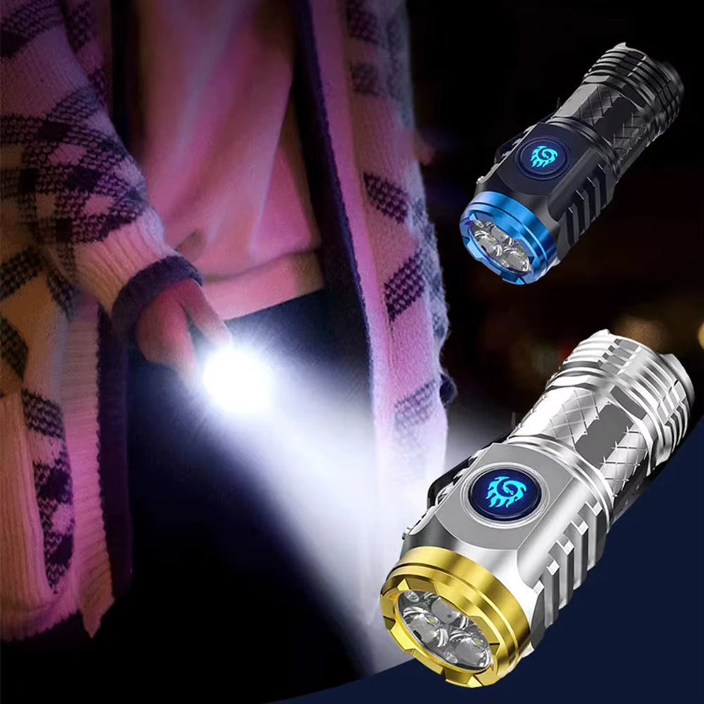 Type-C Rechargeable Waterproof Flashlight Adjustable Brightness Flash Light Super Bright Flashlight Powerful Handheld Flashlight