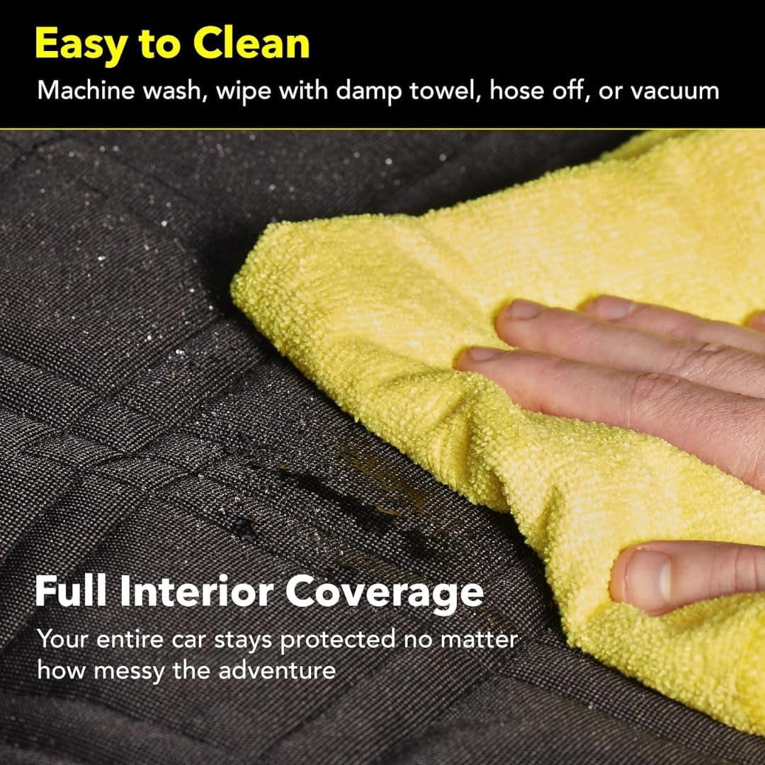 Dog Car Seat Cover with Mesh Window, Heavy Duty Pet Seat Cover for Back Seat, Extra Padded Non-Slip Dog Hammock, Water-Resistant Back Seat Protector for Cars Trucks and Suvs (64" W X 60" L)