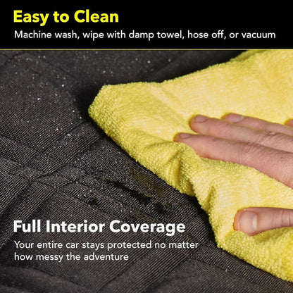 Dog Car Seat Cover with Mesh Window, Heavy Duty Pet Seat Cover for Back Seat, Extra Padded Non-Slip Dog Hammock, Water-Resistant Back Seat Protector for Cars Trucks and Suvs (64" W X 60" L)