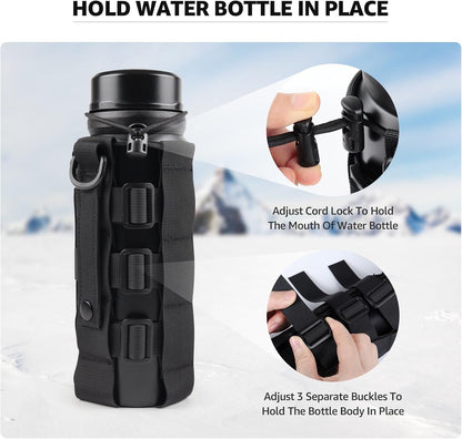 Molle Water Bottle Holder for Backpack,Drawstring Adjustable Straps Molle Pouches for 20 32 36 48 Oz Water Bottle
