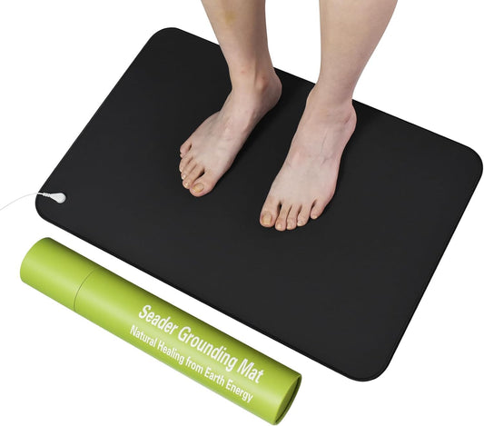 Grounding Mat 24"X16", Grounding Mat for Bed, Non-Slip Rubber Bottom Grounding Pad for Sleep, Energy, Pain Relief, Inflammation, Balance, Wellness, Non-Slip Earth Mat, Earth Connected Therapy