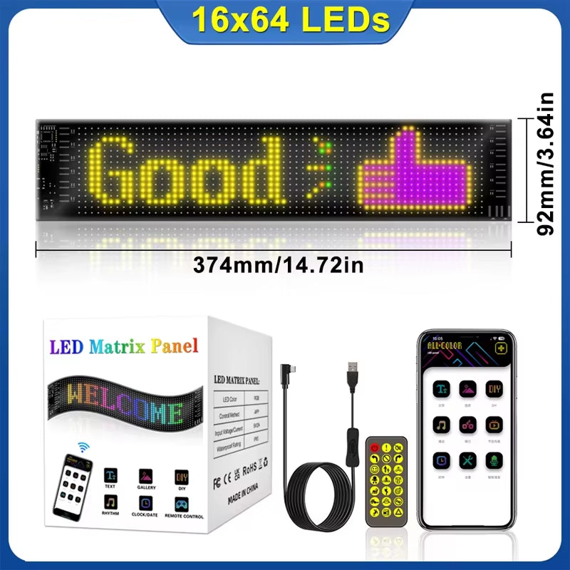 Multifunctional Bright Devil Eyes LED Light for Car Windshield Flexible Programmable Scrolling LED Display Bluetooth APP Control