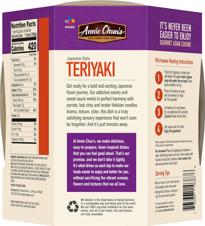 Noodle Bowl, Japanese-Style Teriyaki, Non GMO, Vegan, 7.8 Oz (Pack of 6)