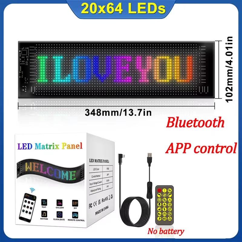 Multifunctional Bright Devil Eyes LED Light for Car Windshield Flexible Programmable Scrolling LED Display Bluetooth APP Control