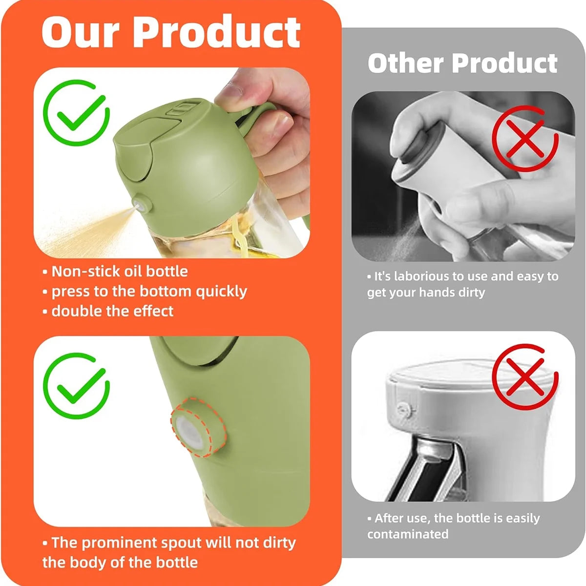 16Oz Glass Oil and Vinegar Dispensing Bottles, 2 Pack