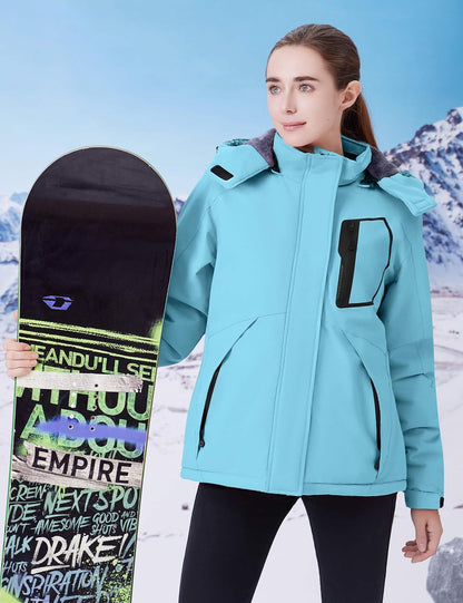 Women'S Waterproof Ski Jacket Warm Winter Coats Windproof Winter Jackets for Women Fleece Lined Windbreaker with Hood