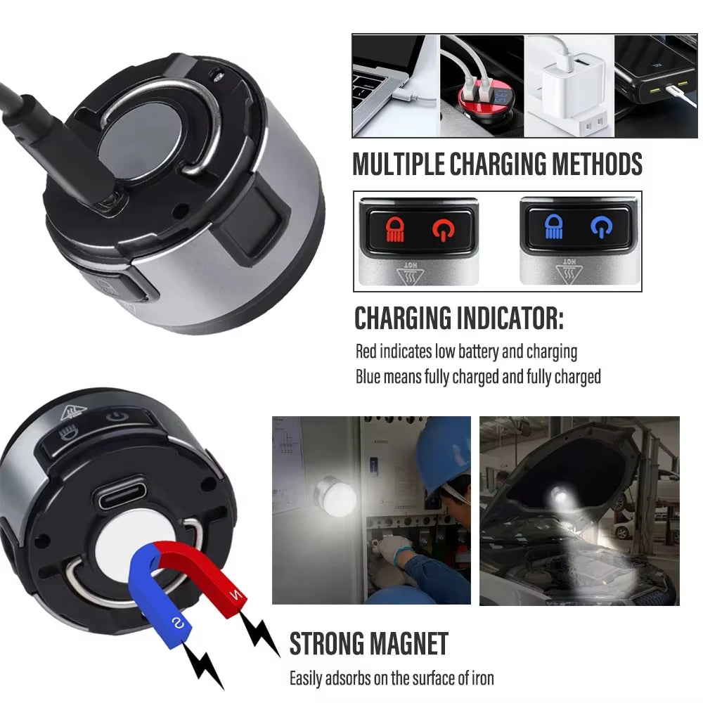 Multifunction Portable LED Headlamp USB C Rechargeable Head Flashlight with Strong Magnet Cap Clip Camping Fishing Headlight