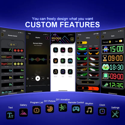 Multifunctional Bright Devil Eyes LED Light for Car Windshield Flexible Programmable Scrolling LED Display Bluetooth APP Control