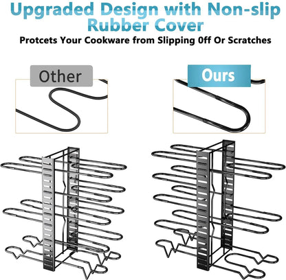 Pot Organizer Rack 8 Tiers Pots and Pans Organizer, Pot Lid Organizer for Kitchen Cabinet Cookware Organizers and Storage,Upgraded