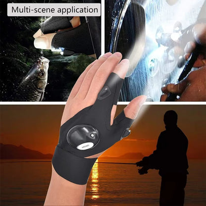 Motorcycle Cycling Gloves Fishing Gloves with LED Flashlight Night Light Waterproof Outdoor Repairing Glove Moto Accessories