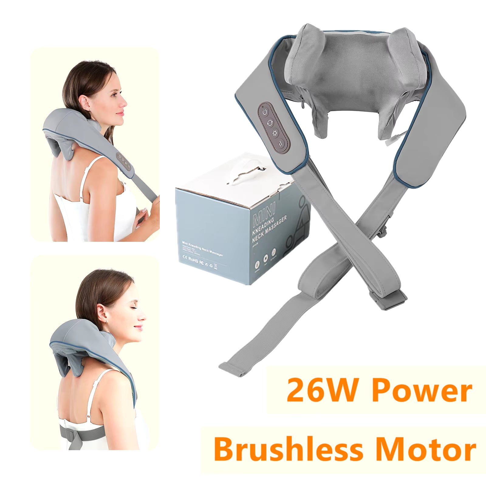 26W Neck and Shoulder Massager Wireless Shoulder and Back Kneading Massage Shawl Trapezius Neck Cervical Masajeador