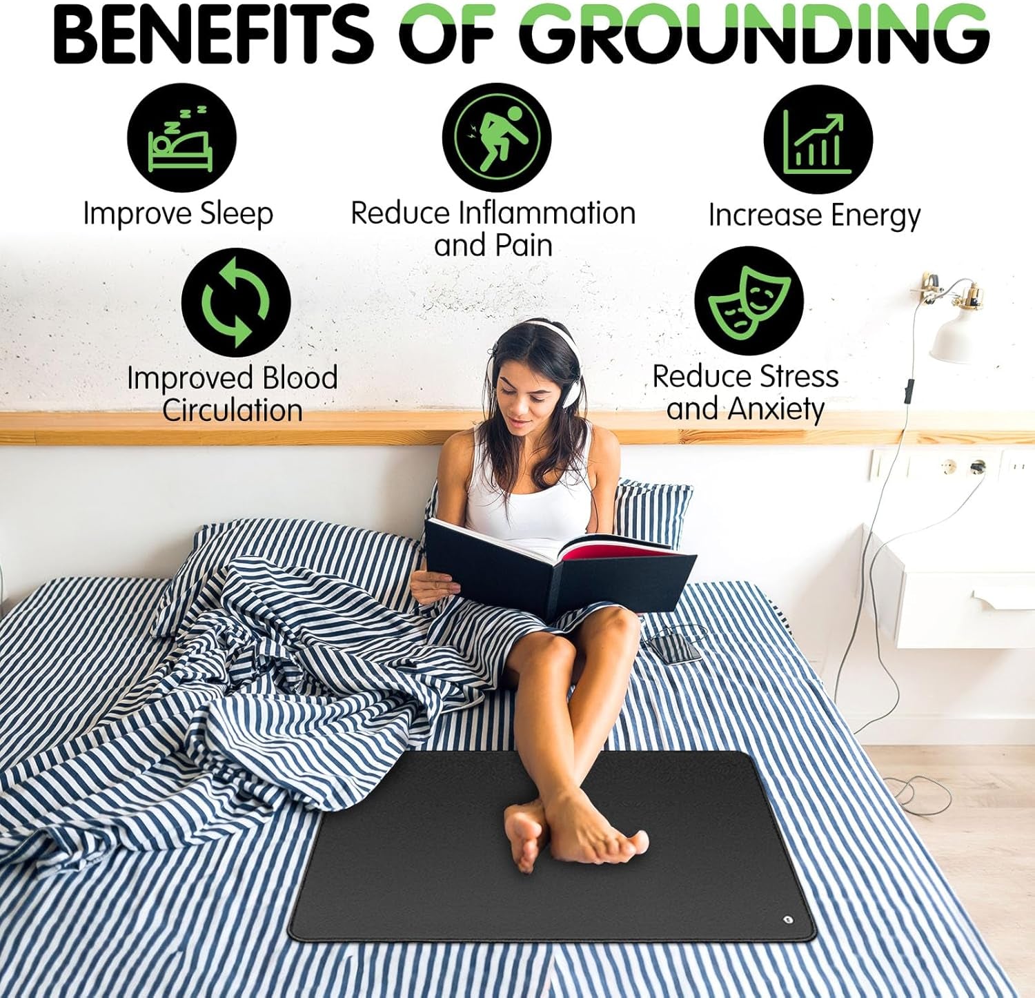 Grounding Mat, Grounding Mat for Bed 23.6 * 35.4. Earth Mat Grounding Pad, Grounding at Home