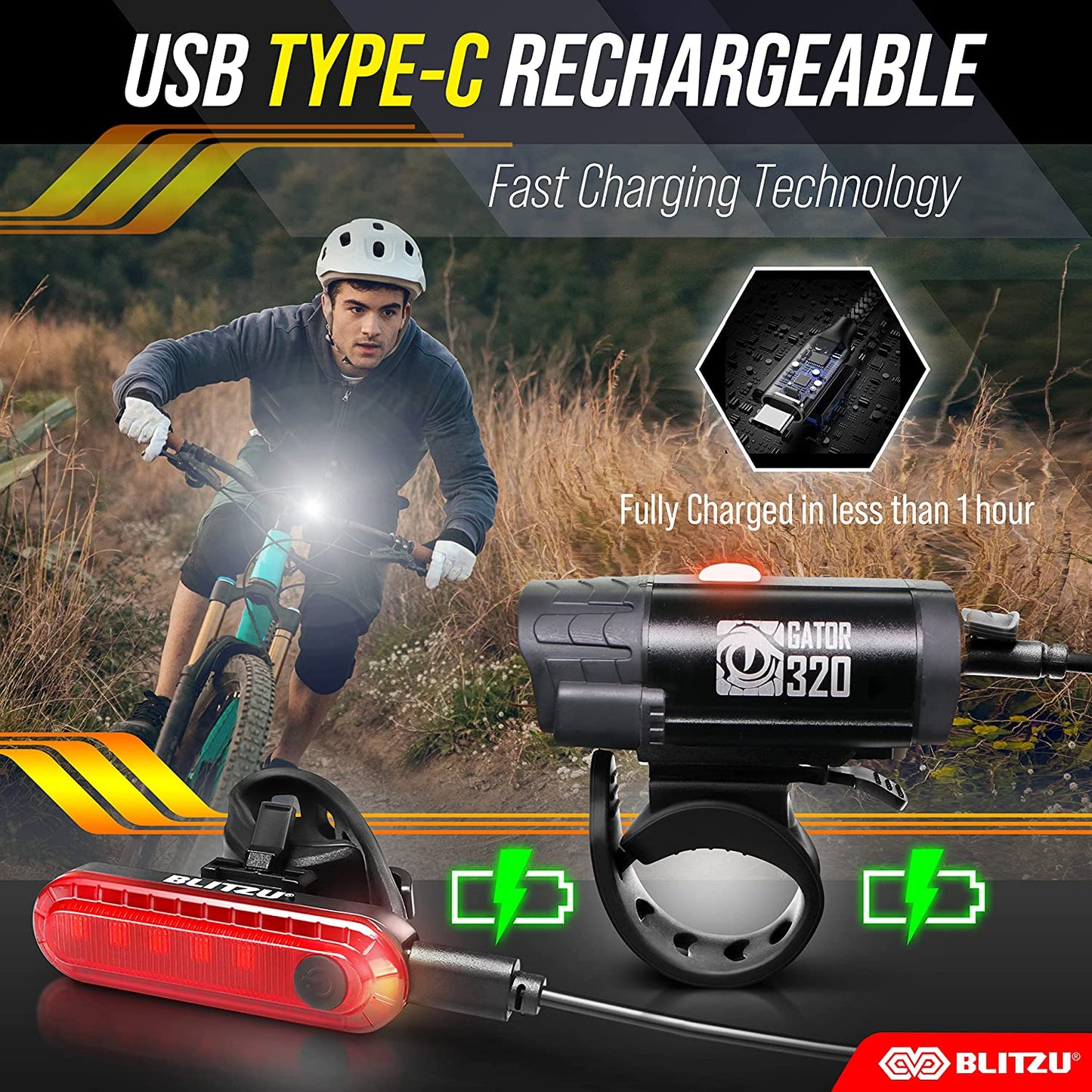 Conjunto Luces Para Bicicleta Con Campana Faro Delantero Recargable Por USB-C