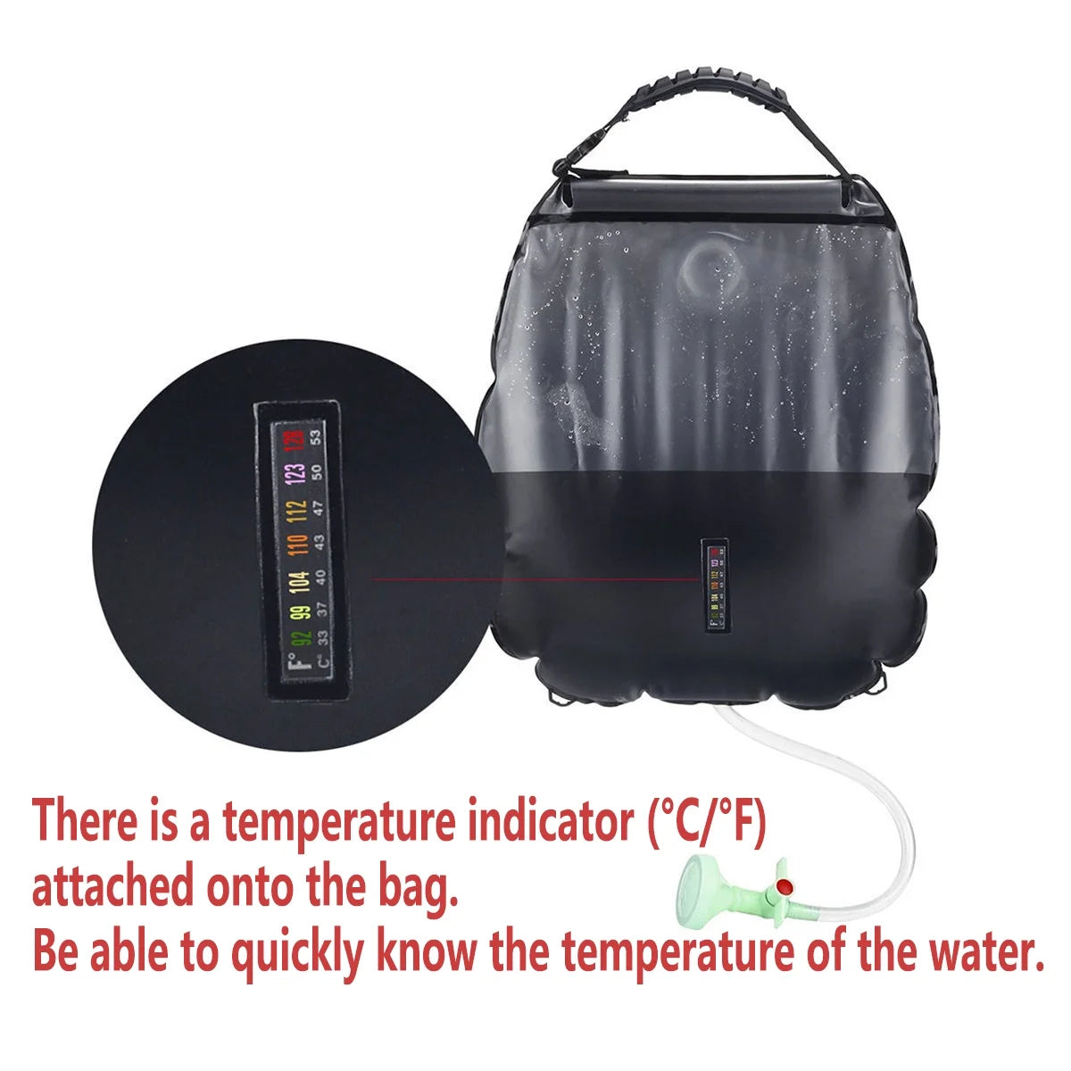 Solar Shower Bag 5 Gallons/20L Solar Heating Camping Shower Bag for Camping Beach Swimming Outdoor Traveling Hiking