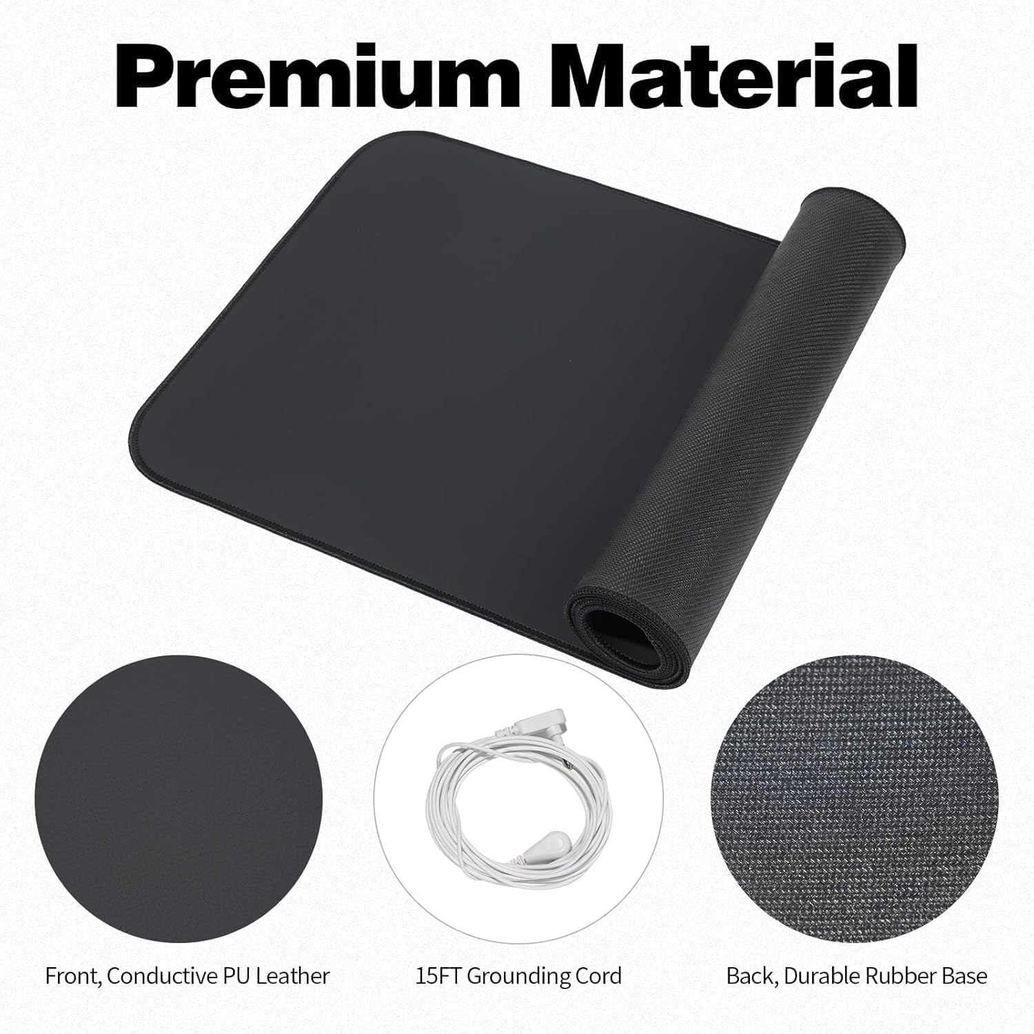 Grounding Mat 24"X16", Grounding Mat for Bed, Non-Slip Rubber Bottom Grounding Pad for Sleep, Energy, Pain Relief, Inflammation, Balance, Wellness, Non-Slip Earth Mat, Earth Connected Therapy