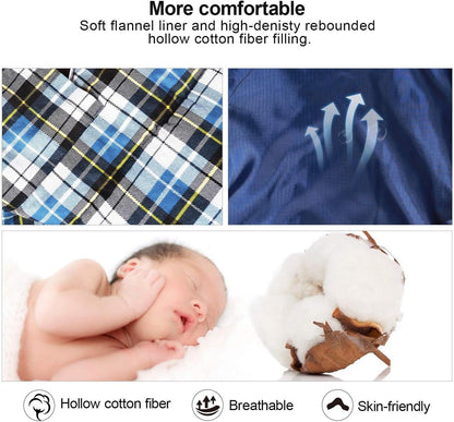 Flannel Sleeping Bag for Adults, Comfortable Cotton Sleeping Bags for Camping with Detachable Hood, Red/Grey/Blue