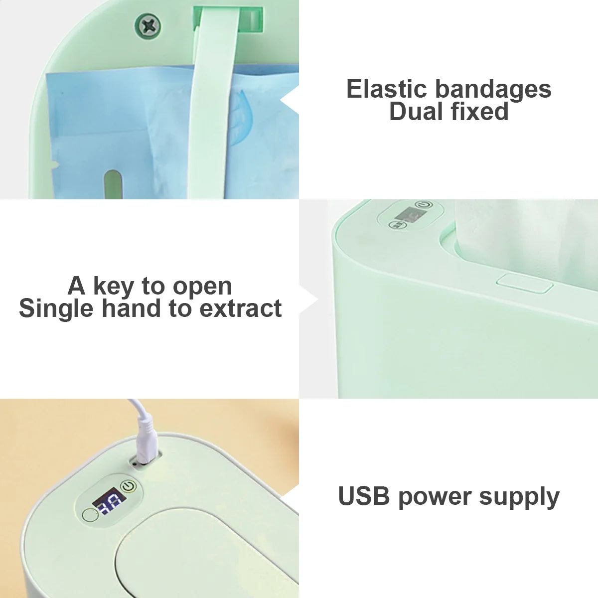 Baby Wipe Warmer Baby Wipe Heater Large Capacity Smart Wet Wipes Warmer,Adjustable Temperature,Green