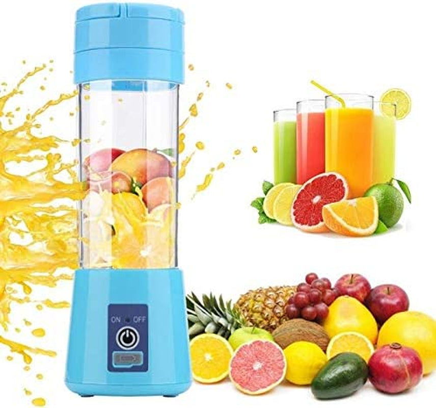 380Ml Electric Portable Juicer Blender Cup, Household Fruit Mixer with Six Blades in 3D, USB Rechargeable Juice Blender Magnetic Secure Switch Electric Fruit Mixer (Purple) (Blue)