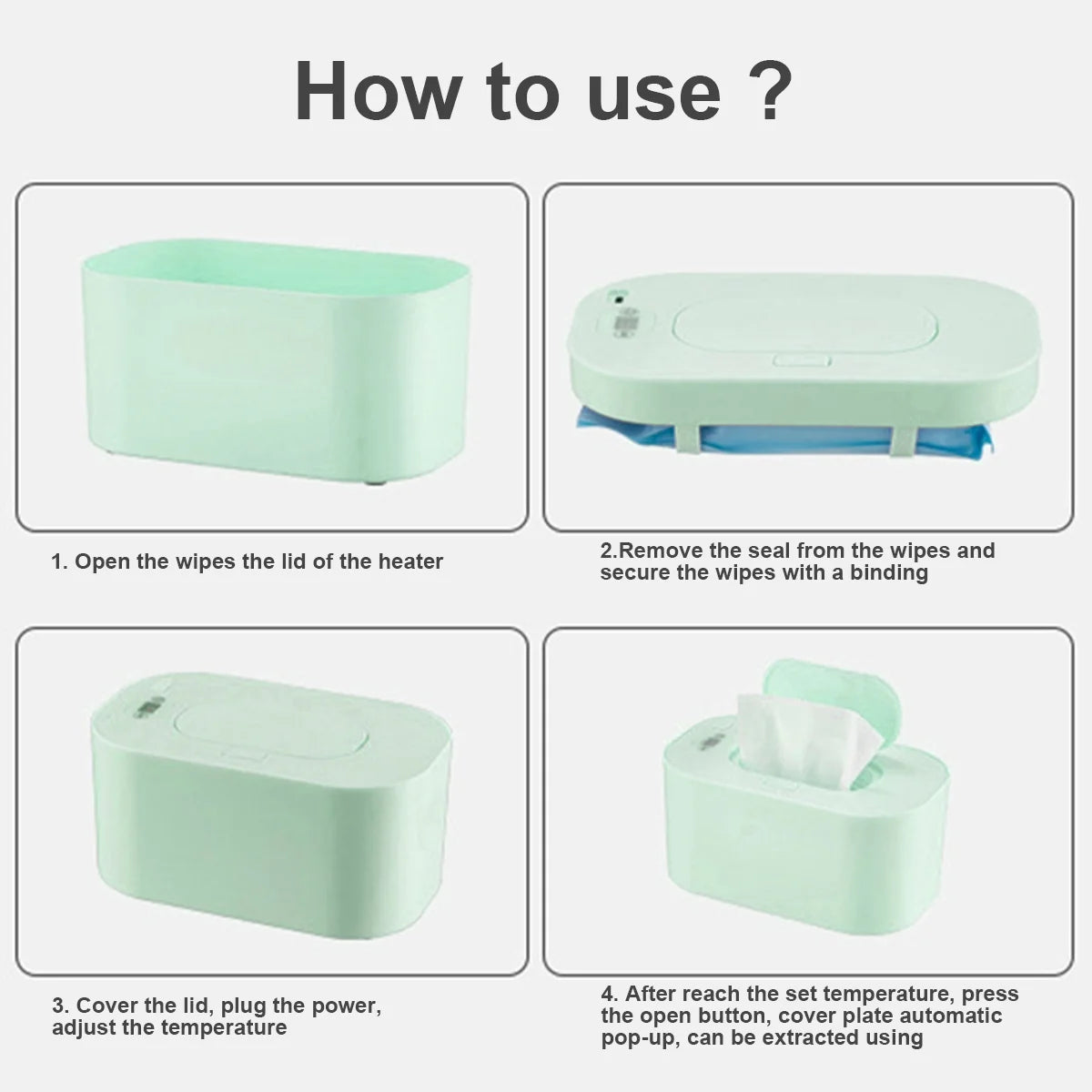 Baby Wipe Warmer Baby Wipe Heater Large Capacity Smart Wet Wipes Warmer,Adjustable Temperature,Green