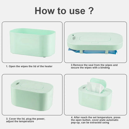 Baby Wipe Warmer Baby Wipe Heater Large Capacity Smart Wet Wipes Warmer,Adjustable Temperature,Green