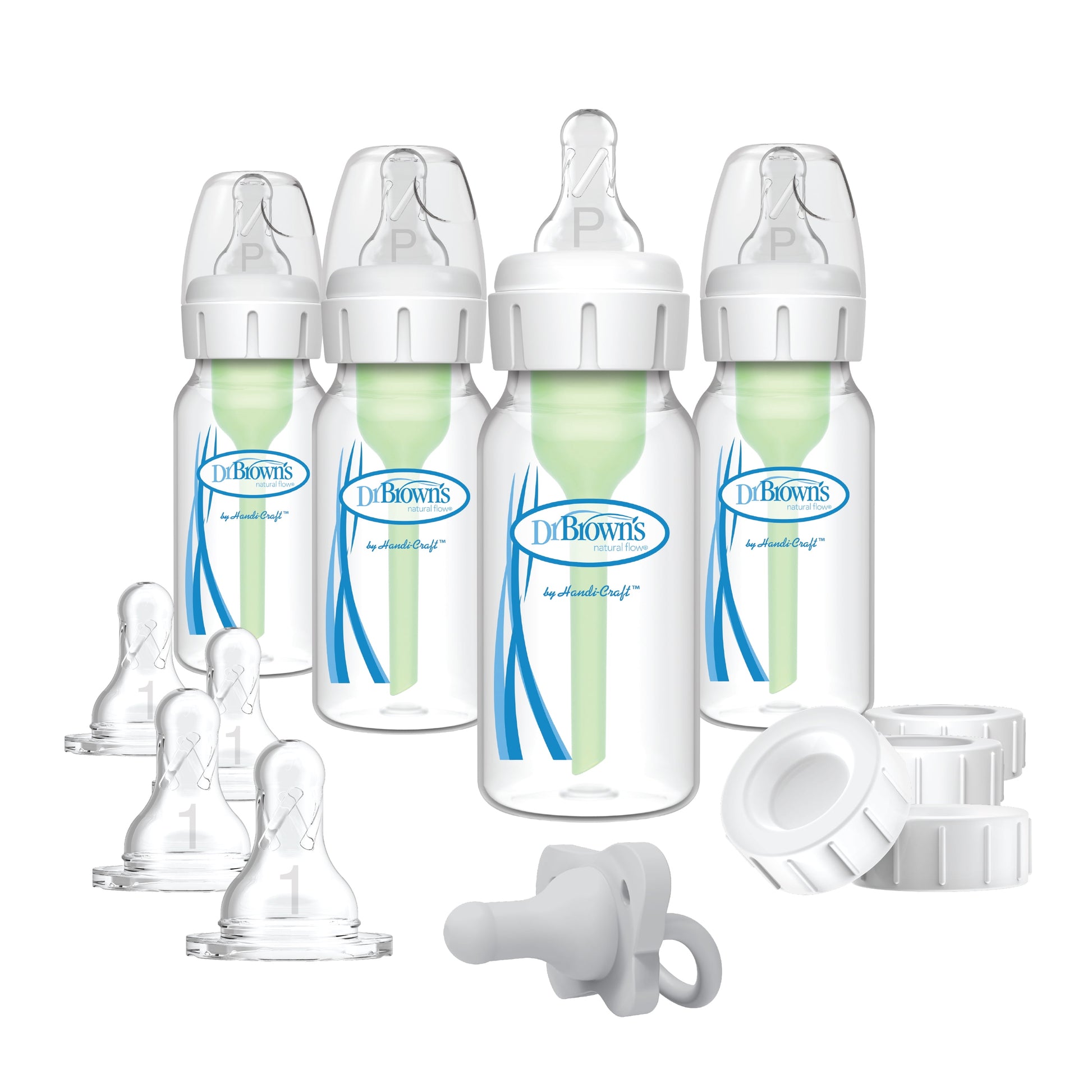 Natural Flow Anti-Colic Options+ Narrow Breast to Bottle Feeding Set, Clear, 4Oz, 4 Pack