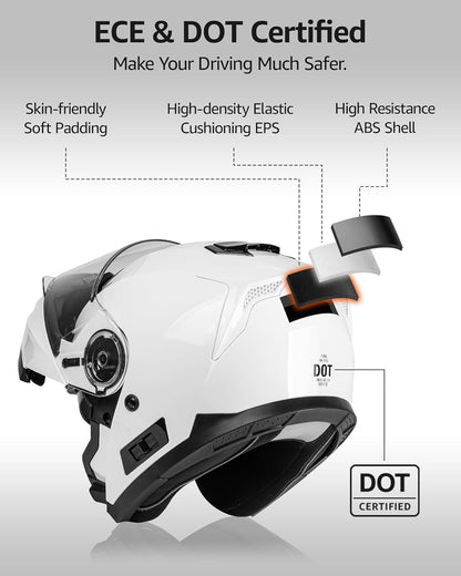 Modular Motorcycle Helmets, DOT Approved Full Face Motorcycle Helmet with Flip up Dual Visor, Helmets for Adults Men Women Helmets for Street Scooter ATV E-Bike - YM-926