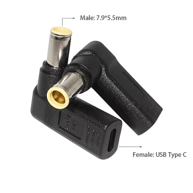 Type C to Dc Power Jack  Laptop Power Adapter Connector USB C to Notebook Charger Converter for Asus Hp Lenovo Laptop